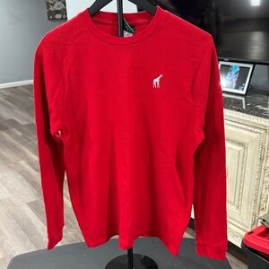 Men's Red Long Sleeve Tee with Giraffe Logo